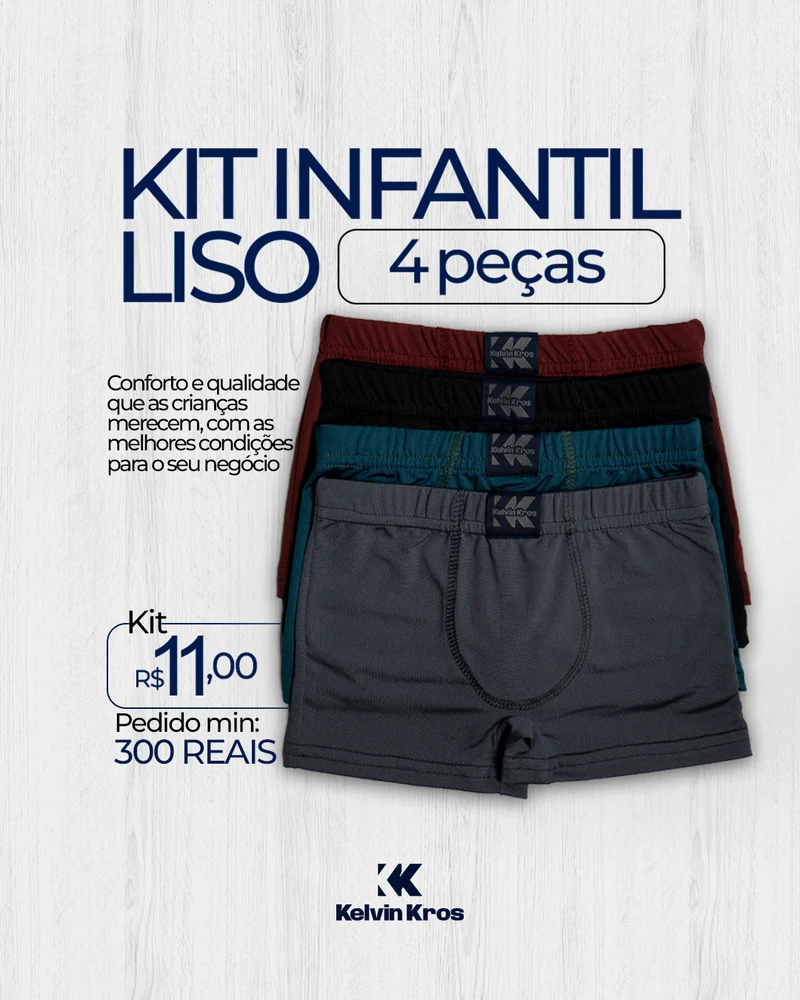 Post da Kelvin Kros: kit infantil liso com 4 peças