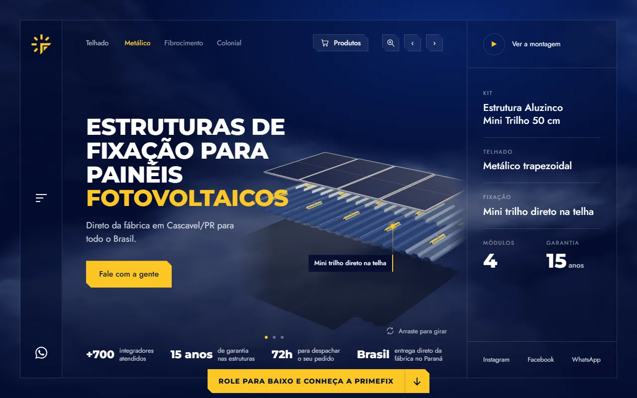 Página inicial do site da PrimeFix
